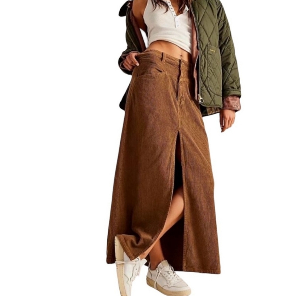 Free People Come As You Are Maxi Corduroy Skirt